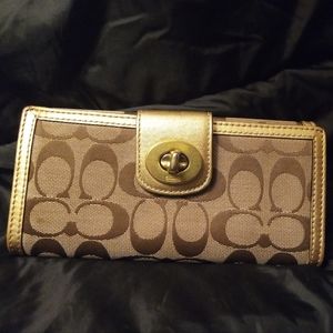 Coach Signature Turnlock Slim Envelope Wallet